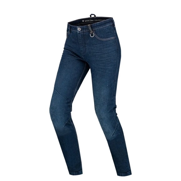 SHIMA DEVON motorjeans - geventileerde elastische slim fit biker-motorbroek met FiberQL-versterkingen, knie- en heupbeschermers (blauw, 38 LANG